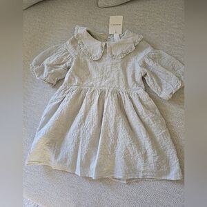 H&M Cotton Seersucker Dress Size 5T Light Khaki Green